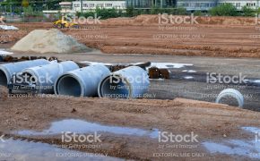 Heidelberg, Germany - October 3, 2017: View on the construction site near the main railway station in Heidelberg: earthwork and roadworks as the extension works of the infrastructure of the Bahnstadt-district